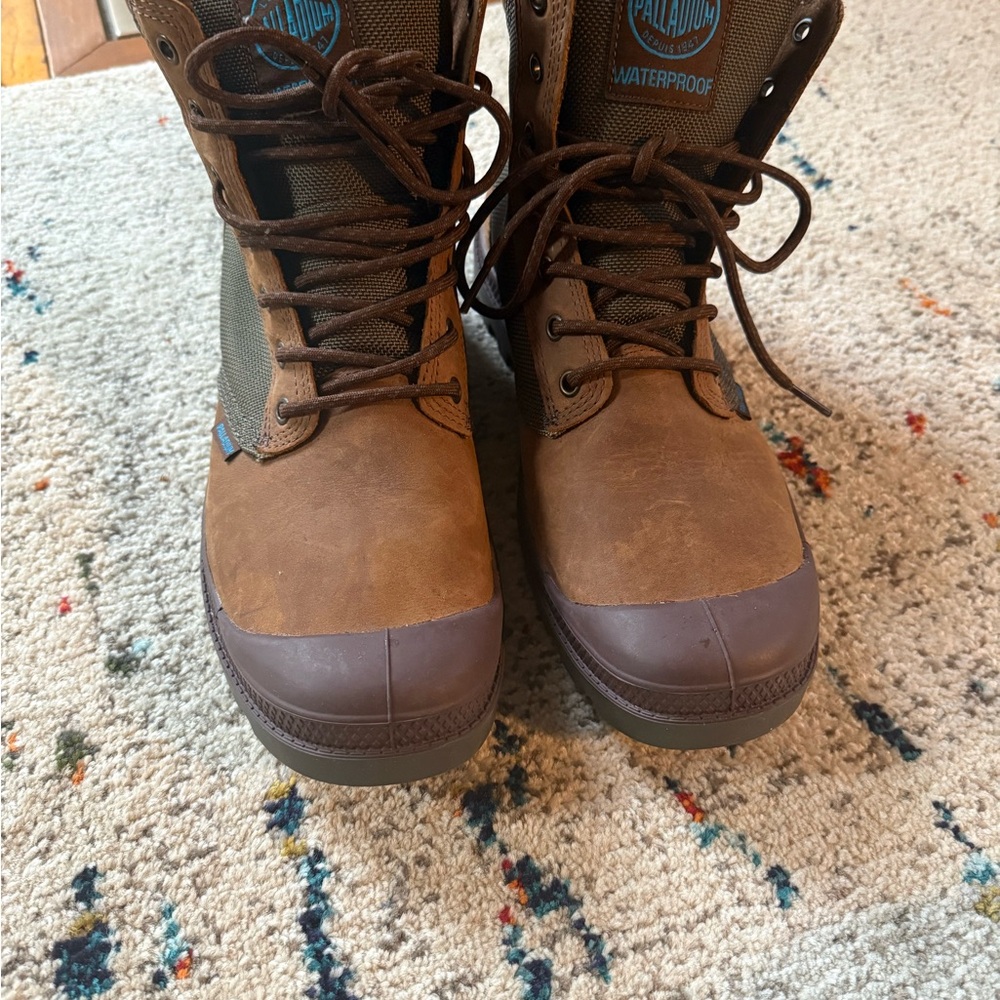 Palladium Men's Brown and Olive Waterproof Boots